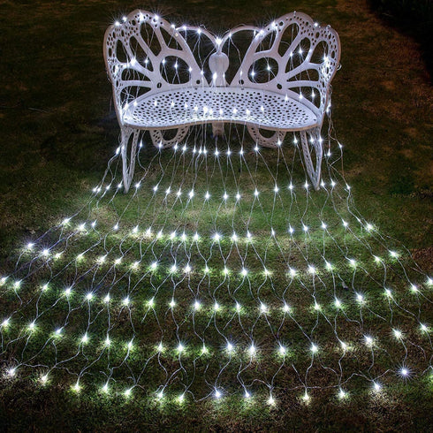 JMEXSUSS 200 LED Net Lights Plug in Mesh Lights, 8 Modes 9.8ft x 6.6ft Net Lights Outdoor Mesh Lights, Waterproof Christmas Net Lights for Bushes(White)