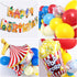 Golray 138Pcs Carnival Circus Balloon Garland Arch Kit for Kids Carnival Circus Theme Birthday Party Decorations Supplies, Carnival Decor with Happy Birthday Banner Circus Tent Lion Clown Head Popcorn
