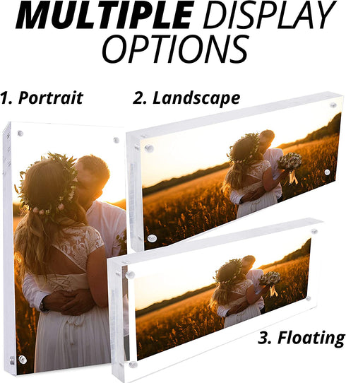 DuraClear 4x10 Inches AAA Grade Acrylic Picture Frame, Thick and Heavy Frameless Block Display
