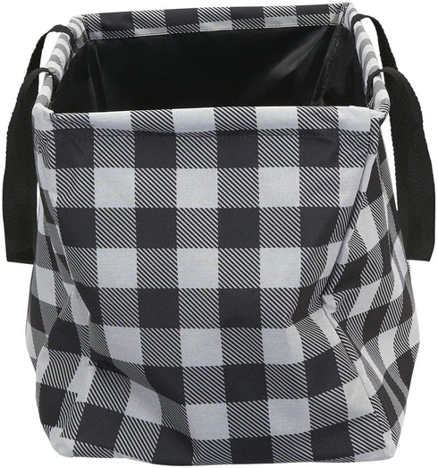 Household Essentials Krush Canvas Utility Tote | Reusable Grocery Bag | Black and White Plaid