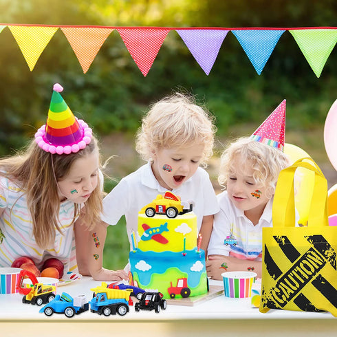 46 Pieces Construction Birthday Party Supplies 12 Construction Party Bags 12 Mini Dump Trucks 12 Truck Stamper 10 Stick-on Easter Tattoos Party Souvenirs for Boys Girls Give Away Classroom Reward