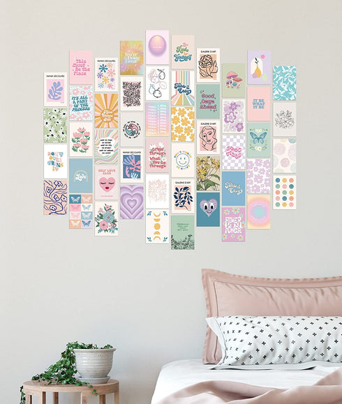 Artivo Danish Pastel Wall Collage Kit for Aesthetic Pictures, Danish Pastel Room Decor, Teen Wall Decor, Girls Room Decor, Pastel Aesthetic Collage Kit