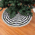 FREEHOTU Halloween Spiders Black and White Striped Christmas Tree Skirt 48" Gorgeous Edge Tassel Lace for Xmas Ornaments Decoration