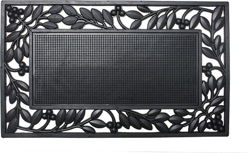 DII Rubber Doormats Collection All Weather, 18x30, Leaf Border
