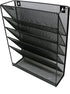 Wall File Mesh Organizer - 5 Pockets - Hanging Letter & Document Holder - Black - for Office and Home