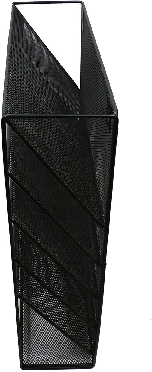 Wall File Mesh Organizer - 5 Pockets - Hanging Letter & Document Holder - Black - for Office and Home