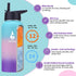 Farsea Insulated Water Bottle with Straw Lid & Spout Lid & Paracord Handle, Stainless Steel Water Bottle Wide Mouth, Double Wall Sweat-Proof BPA-Free, 32 oz, Gradient Mint + Pink + Purple