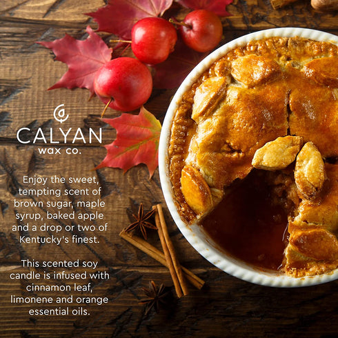 Calyan Wax Soy Wax Candle, Apples & Maple Bourbon Scented Candle for The Home | Premium Candle with Essential Oils | 7.2 oz 57 Hour Burn | Natural Soy Candle in Amber Glass Jar | Aromatherapy, Gift