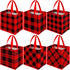 Aneco 12 Pieces Red and Black Plaid Non-Woven Bags Christmas Party Treat Bags Gift Tote Bags 9.8 x 7.9 x 9.8 Inch for Party Favors