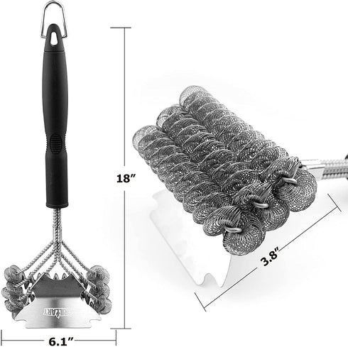 Grill Brush and Scraper Bristle Free Safe BBQ Brush for Grill 18'' Stainless Grill Grate Cleaner - Safe Grill Accessories for Porcelain/Weber Gas/Charcoal Grill Gifts for Grill Wizard