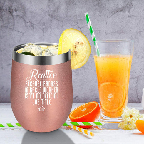 Realtor Gifts for Women, Real Estate Agent Gifts - Funny Gifts for Realtor, Best Realtor - Thank You, Mothers Day, Birthday, Closing Gifts for Realtors, Salesperson, Broker - Coolife Wine Tumbler Cup