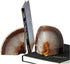AMOYSTONE 1 Pair Natural Agate Book Ends Crystal Stone Cutting Polished Bookends Holder for Books Small 2-3 LBS