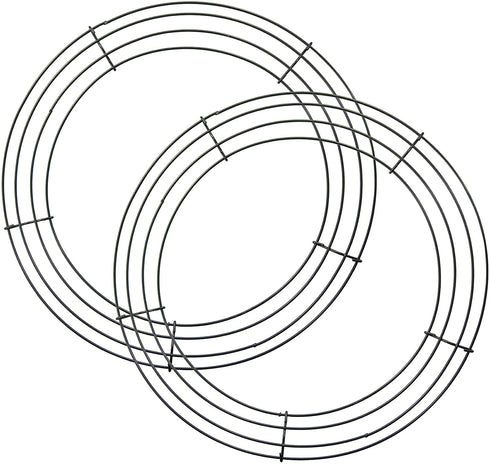 14 Inch Wire Wreath Frame Metal Round Wreath Form Making Rings Green for Christmas New Year Party Home Decoration DIY Macrame Floral Crafts Pack of 2