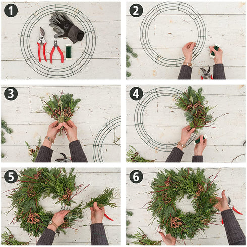 14 Inch Wire Wreath Frame Metal Round Wreath Form Making Rings Green for Christmas New Year Party Home Decoration DIY Macrame Floral Crafts Pack of 2
