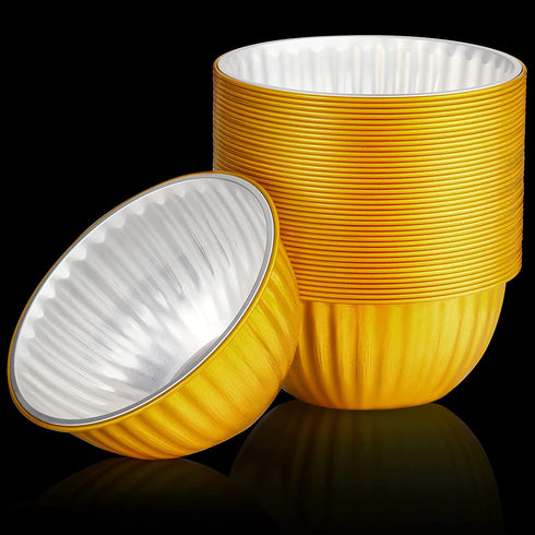 40 Pieces Disposable Pie Pans Heavy-Duty Aluminum Foil Bowls Soup Cake Cups Pots Pie Tin 4.72 Inches for Hot Cold Food Oven Safe for Home, Bakeries, Cafes, Restaurants Use