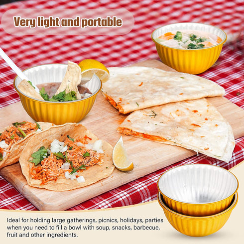 40 Pieces Disposable Pie Pans Heavy-Duty Aluminum Foil Bowls Soup Cake Cups Pots Pie Tin 4.72 Inches for Hot Cold Food Oven Safe for Home, Bakeries, Cafes, Restaurants Use