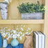 Artificial Grey Green Eucalyptus Plant in Rustic Rectangular Wooden Planter Box Faux Potted Herb Plant Greenery Arrangement for Farmhouse Indoor Wedding Table Centerpiece Mantel Shelf Kitchen Decor