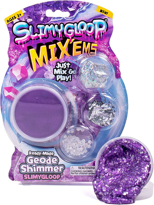 Slimygloop Mix'Ems Geodes, Metallic Slime, Glitter, Crystal Beads, Chunky Beads by Horizon Group USA