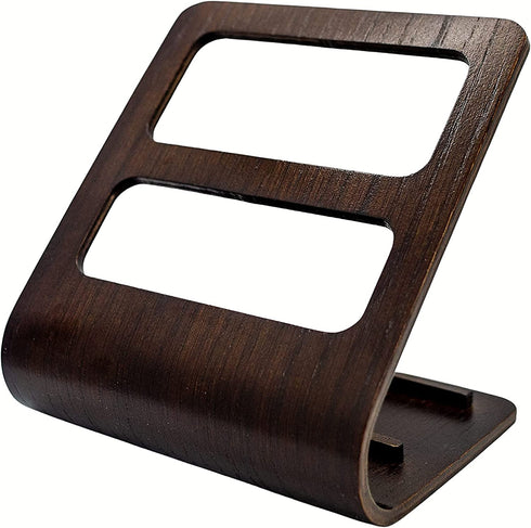 jawani Wood TV Remote Caddy with 2-Slot Media Organizer, Rustic Wooden Remote Control Holder, Living Room Couch or Bedside Table Stand, Universal Upright Vertical Storage, Brown