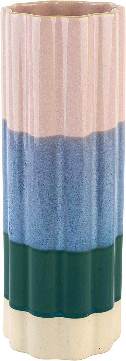 Summer & Rose Ceramic Flower Vase Beautiful Colorful Watercolor 11"" Height x 4"" Wide (SR11)