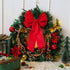 FUNARTY 22 Inches Christmas Wreath with Lights Poinsettia Golden Berries and Bowknot for Front Door Winter Christmas Indoor Outdoor Holiday Decor
