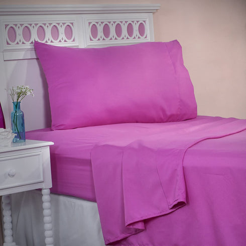 Brushed Microfiber Sheet Set-3 Piece Bed Linens-Fitted & Flat Sheets, Plus Pillowcase-Wrinkle, Stain & Fade Resistant by Lavish Home (Twin XL, Pink)
