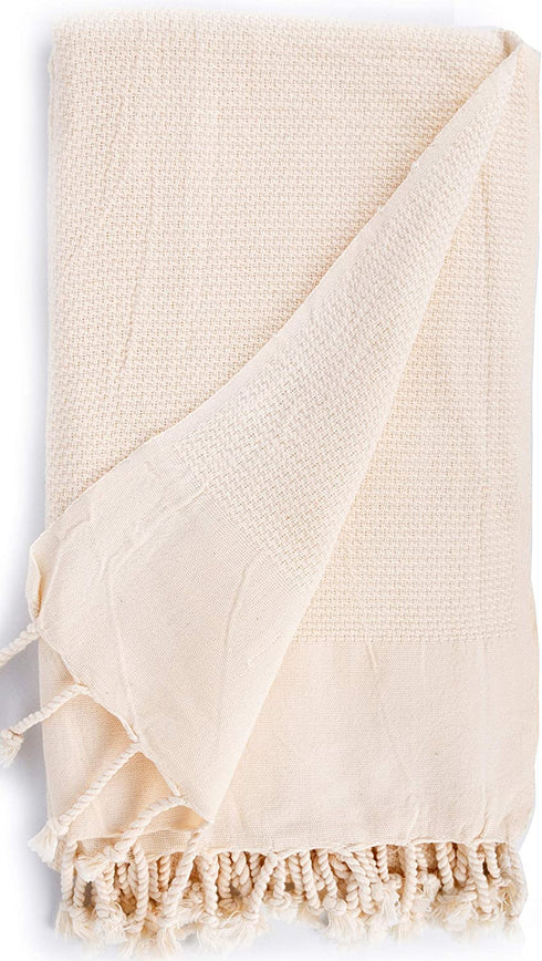 Bersuse 100% Cotton Ventura Turkish Towel - 37x70 Inches, Ivory