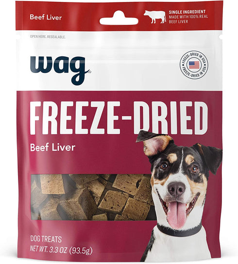 Amazon Brand - Wag Freeze-Dried Raw Single Ingredient Dog Treats Beef, 3.3oz