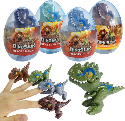 Xinge 4Pack Dinosaur Eggs with Biting Hand Tyrannosaurus Family Game Educational Toys Easter Party Favor for Kids Boys (Tyrannosaurus)