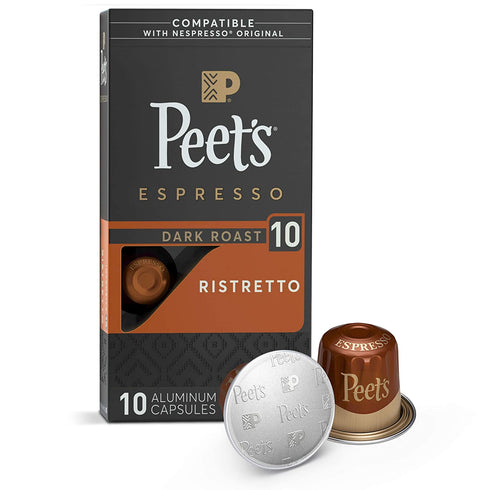 Peet's Coffee, Dark Roast Espresso Pods Compatible with Nespresso Original Machine, Ristretto Intensity 10, 10 Count (1 Box of 10 Espresso Capsules), Coffee Gifts