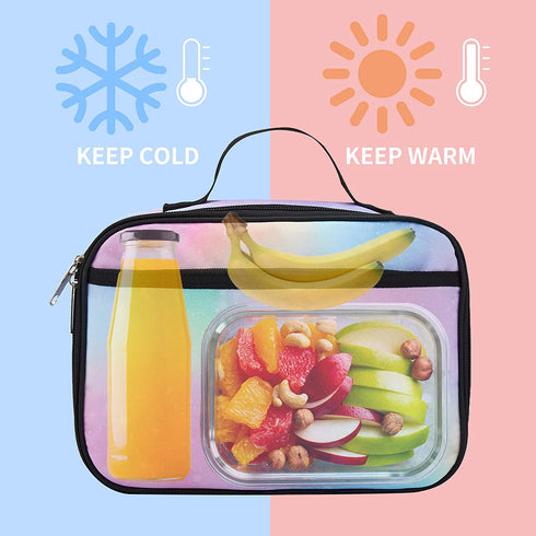 Lunch Box with Padded Liner, Rickyh style Spacious Insulated Lunch Bag Durable Thermal Lunch Cooler Pack with Strap for Boys Girls Adults School Sports Beach Picnic Work Camp,2 Pocket (LBXINGXING?