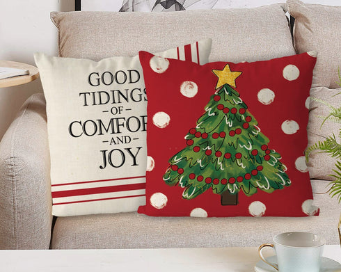 Christmas Pillow Covers 18 x 18 Inch Set of 4 Farmhouse Hug Pillowcase Christmas Tree Elk Winter Throw Pillows Living Room Decoration Home Decorative Sofa Pillowcase