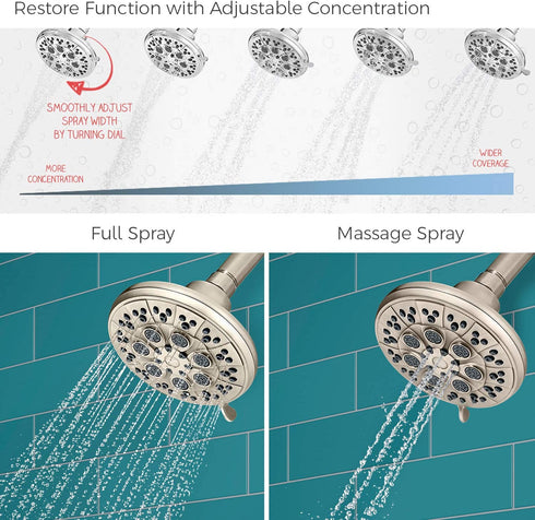 Pfister 015-WS2-RSKK Restore Multi-Function Showerhead with Adjustable Spray Width, Brushed Nickel