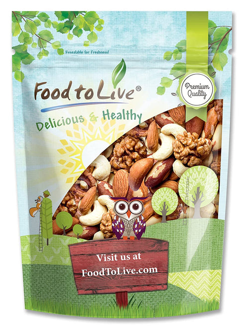 Mixed Raw Nuts, 8 Ounces - Cashews, Brazil Nuts, Walnuts, Almonds, Unsalted, Bulk