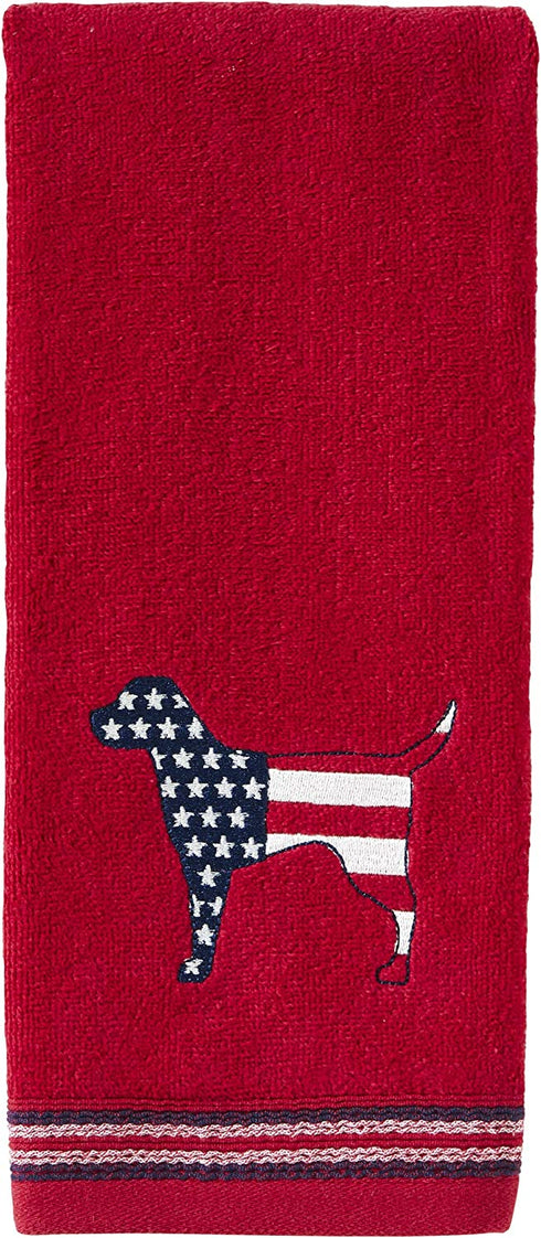 SKL Home Red White & Blue Hound Hand Towel, (2-Pack), 2 Count