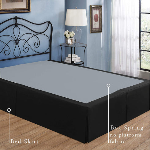 Levinsohn Bed Maker's Tailored Wrap-Around Bedskirt Never Lift Your Mattress Classic 14 Drop Length Pleated Styling, King, Black