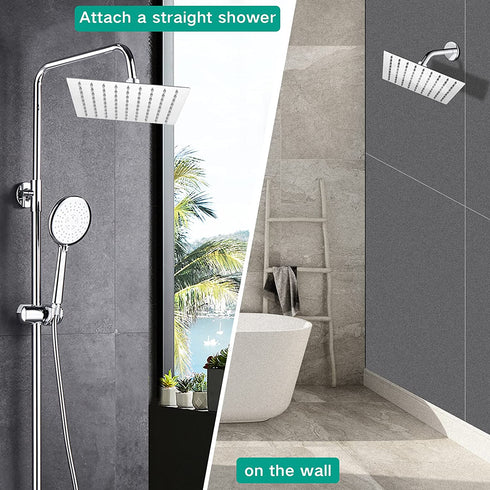 HBGEWO Shower Head, 8 Inch High Pressure Rain Shower Head, Pressure Boosting Shower Head, Awesome Shower Experience, Stainless Steel Rainfall Square Shower Head (Brushed Nickel)