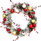 Artificial Christmas Wreath Front Door with Frosted Branches Ball Ornaments Berry Clusters Pine Cones 20 inches for Xmas Holiday Decor Outdoor