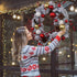 Artificial Christmas Wreath Front Door with Frosted Branches Ball Ornaments Berry Clusters Pine Cones 20 inches for Xmas Holiday Decor Outdoor