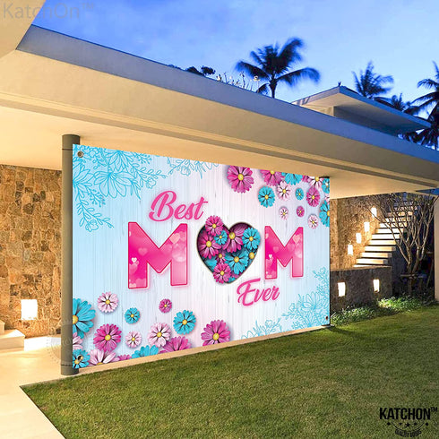 XtraLarge, Best Mom Ever Mothers Day Banners - 72x44 Inch | Mothers Day Decorations for Party | Happy Mothers Day Banner Backdrop | Happy Mothers Day Banner for Mothers Day Centerpiece Decorations