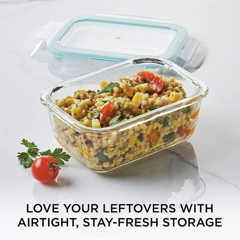 LocknLock Purely Better Glass Food Storage Container with Lid, Rectangle-14 oz, Clear