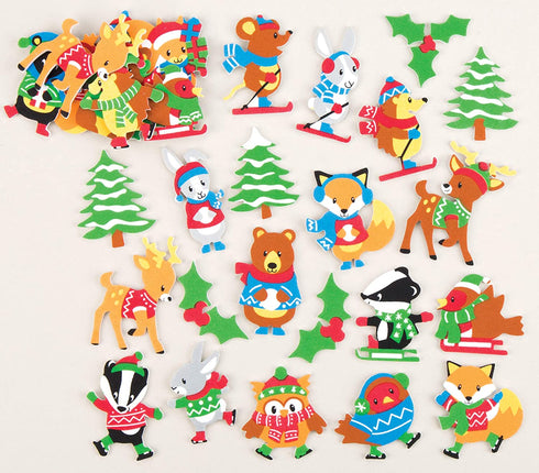 Baker Ross AV453 Winter Woodland Foam Stickers - Pack of 120, Self Adhesives, Perfect for Children to Decorate Collages and Crafts, Ideal for Schools, Craft Groups, Party Crafting, Home