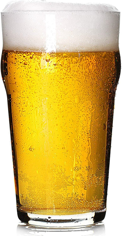Pint Glasses,20oz British Beer Glass,Classics Craft Beer Glasses,Premium Beer Glasses Tumbler Set of 4, Pub Beer Glasses,Unique Design Beer Glasses Easy Stacking in The Cupboard