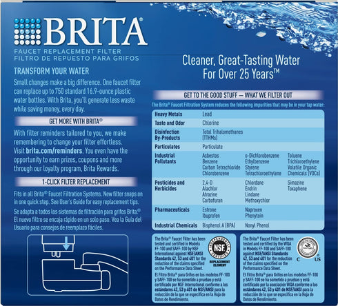Brita Filter Replacement Faucet Mount, 2, Chrome