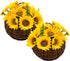 Tapeera Set of 2 Artificial Sunflower Wall Decor In Hanging Hand Woven Basket - Faux Sunflower Kitchen Decor - Fake Sunflower Decor For Kitchen - Sunflower Bathroom Decor Wreath Sun Flowers Home Decor
