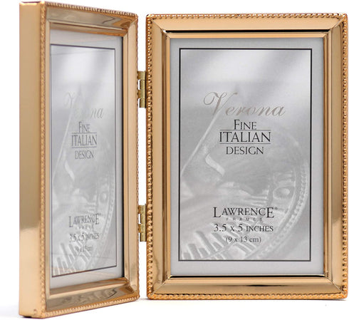 Lawrence Frames Classic Bead Picture Frame, 3.5x5 Double, Gold