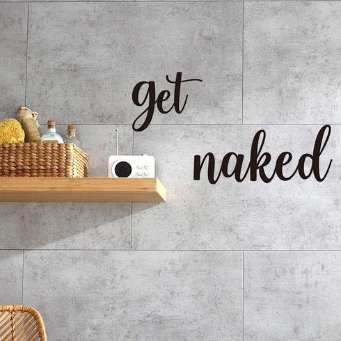 Qmetalart Bathroom Wall Decor Metal Letters for Home Black Words Signs Wall Decorations Get Naked for House Warming, Wedding, Anniversary and Bridal Shower Gifts