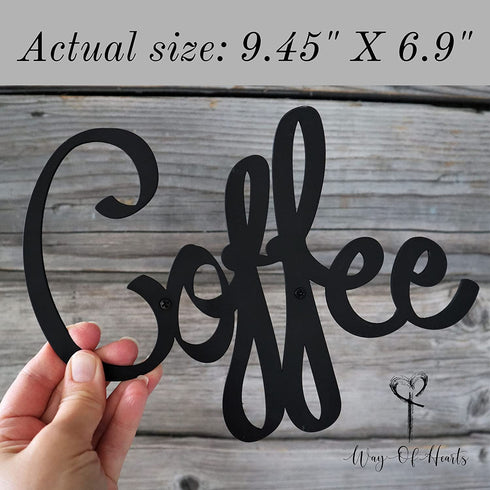 Way Of Hearts - Metal Coffee Signs For Coffee Bar Sign - Black 9.45" X 6.9" Kitchen Wall Decor - Includes Gift Box & Screws - Coffee Station Decoration