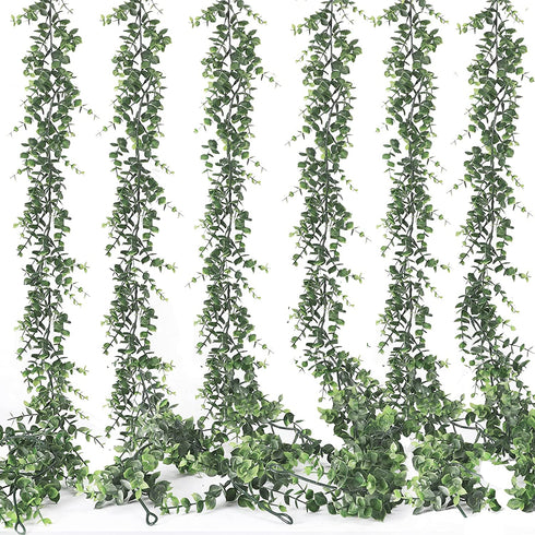 COCOBOO 6 Pack 36ft Eucalyptus Garland Artificial Greenery Boxwood Garland, Faux Vines Fake Hanging Plants for Wedding Table Arch Wall Decor (Dark Green)