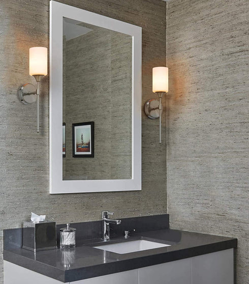 XiNBEi Lighting Wall Light 1 Light Wall Sconce with Glass, Bath Vanity Sconce for Bathroom Bedroom & Living Room, Brushed Nickel Finish XB-W1216-BN